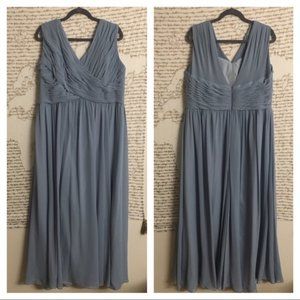 B2 Jasmine Plus Size 22 Cornflower Blue Ruched Sleeveless Bridesmaid Dress